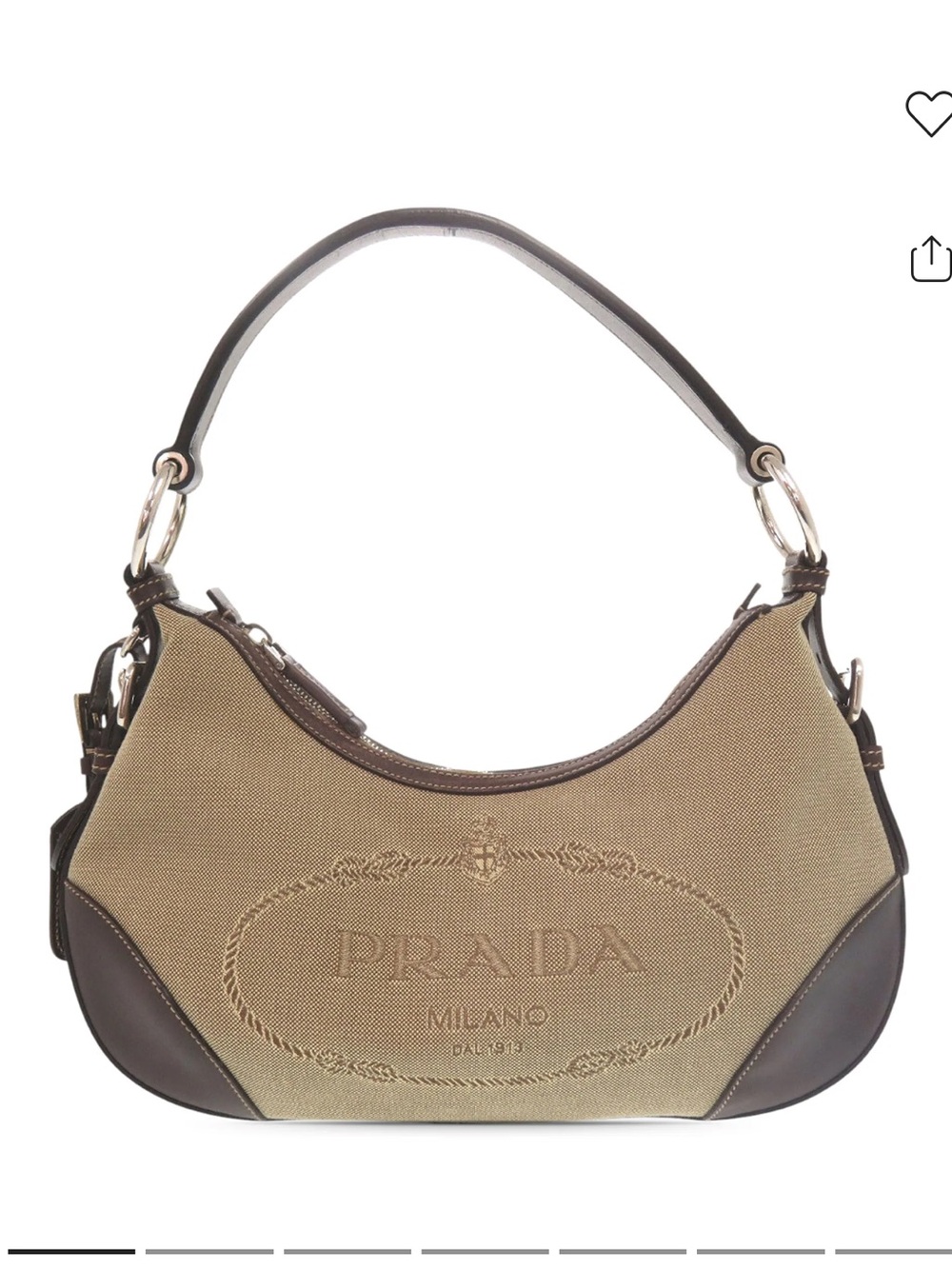 Prada one logo jacquard Shoulder Bag in Beige and Brown Leather Trim